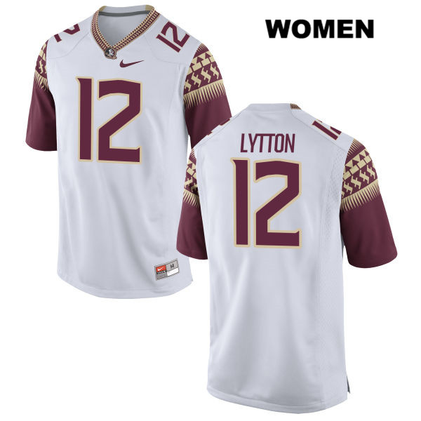 Women's NCAA Nike Florida State Seminoles #12 A.J. Lytton College White Stitched Authentic Football Jersey QFB2569KQ